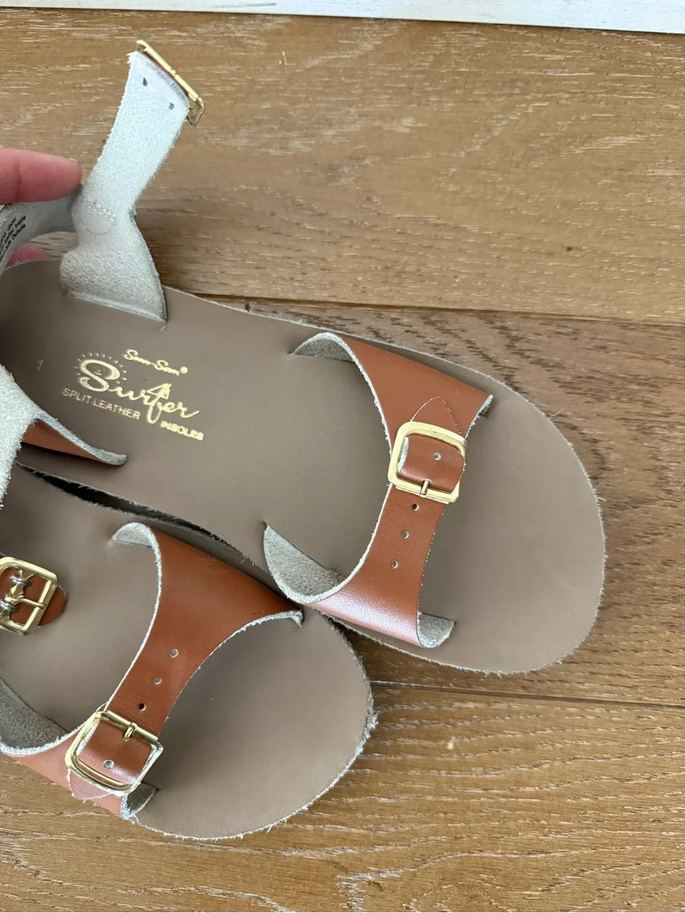 Salt Water Sandals by Hoy Tan Brown Leather Sun-San Surfer - Little Kid Youth